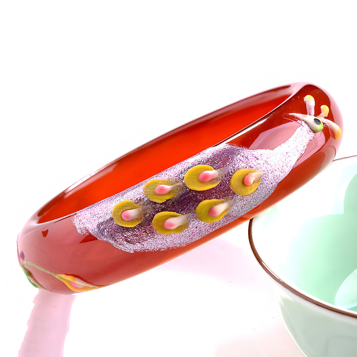 Natural nephrite carved red jade bracelet