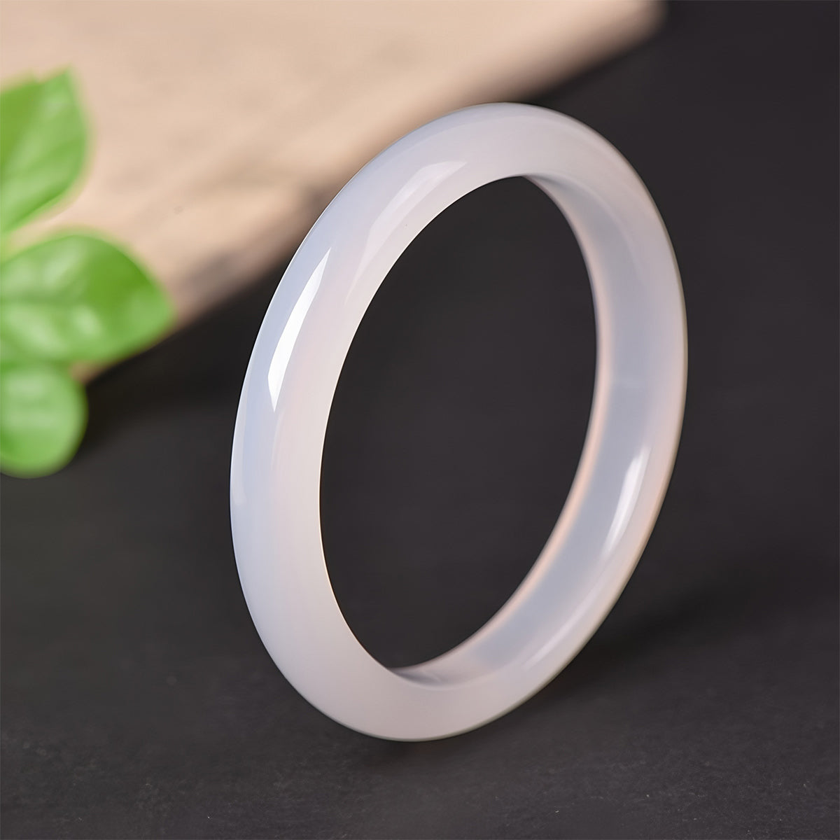 Natural Jade Bracelet White Moonlight Agate Stone White Jade Bracelet