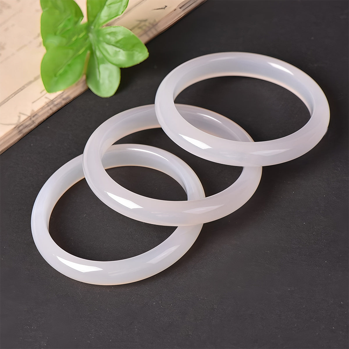 Natural Jade Bracelet White Moonlight Agate Stone White Jade Bracelet