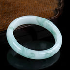 Classic simple white and green jade bracelet