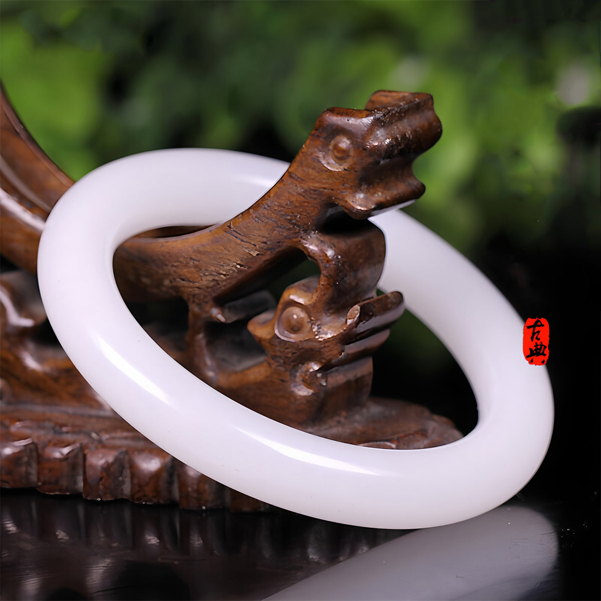 Natural Grade A Xinjiang white jade bracelet