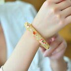 Natural hand-inlaid white jade bracelet