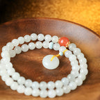 Natural Hetian jade multi-circle peace buckle white jade bracelet