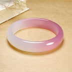 Natural ice white pink jade bracelet