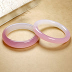Natural ice white pink jade bracelet