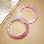 Natural ice white pink jade bracelet