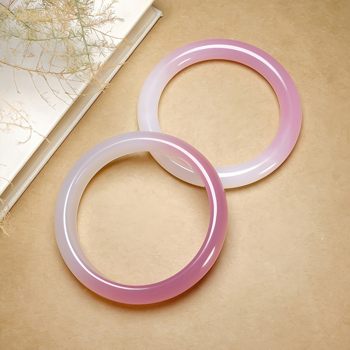 Natural ice white pink jade bracelet