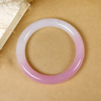 Natural ice white pink jade bracelet