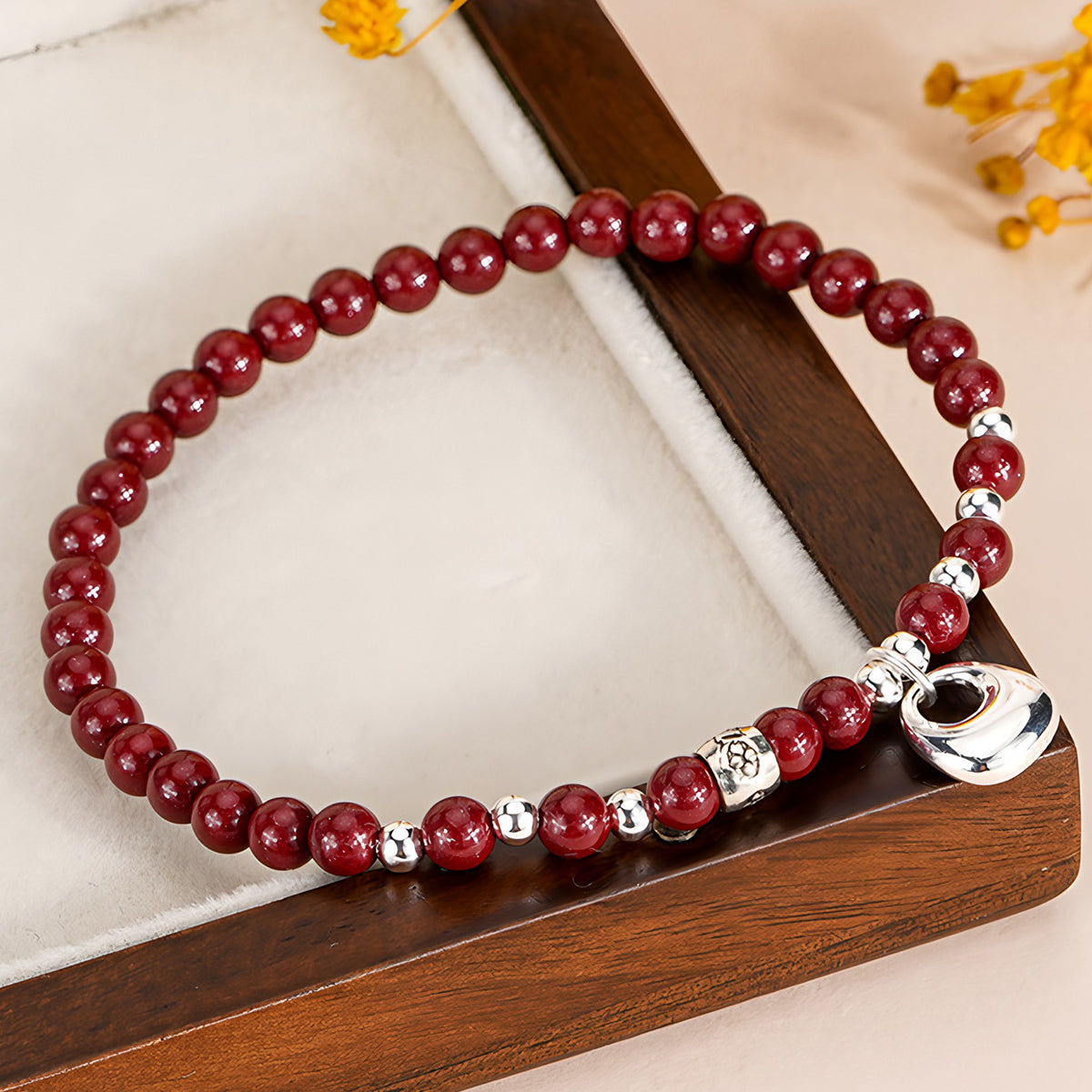 Natural purple gold sand peace buckle women's beaded bracelet£¨Bead width 4.2mm£©