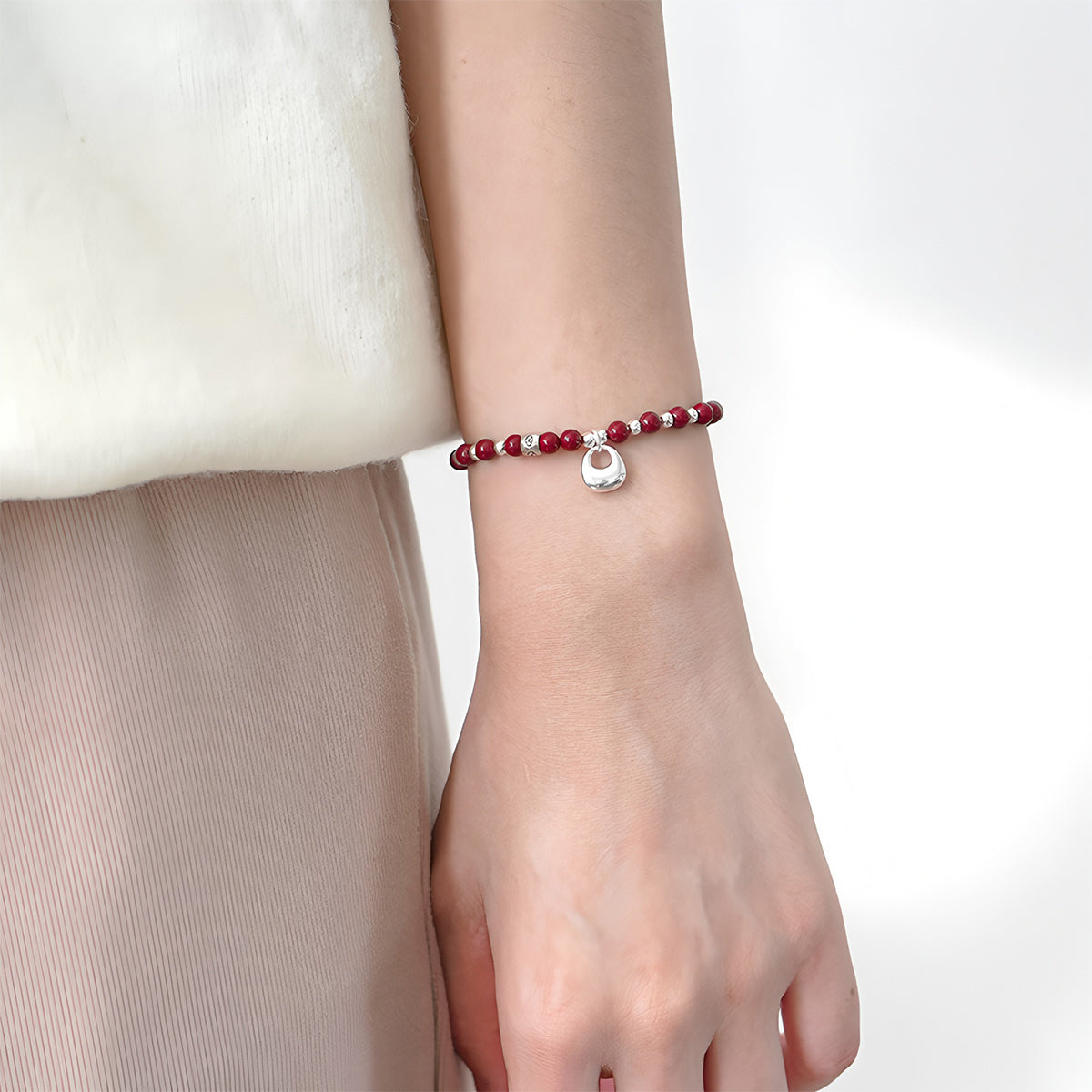 Natural purple gold sand peace buckle women's beaded bracelet£¨Bead width 4.2mm£©