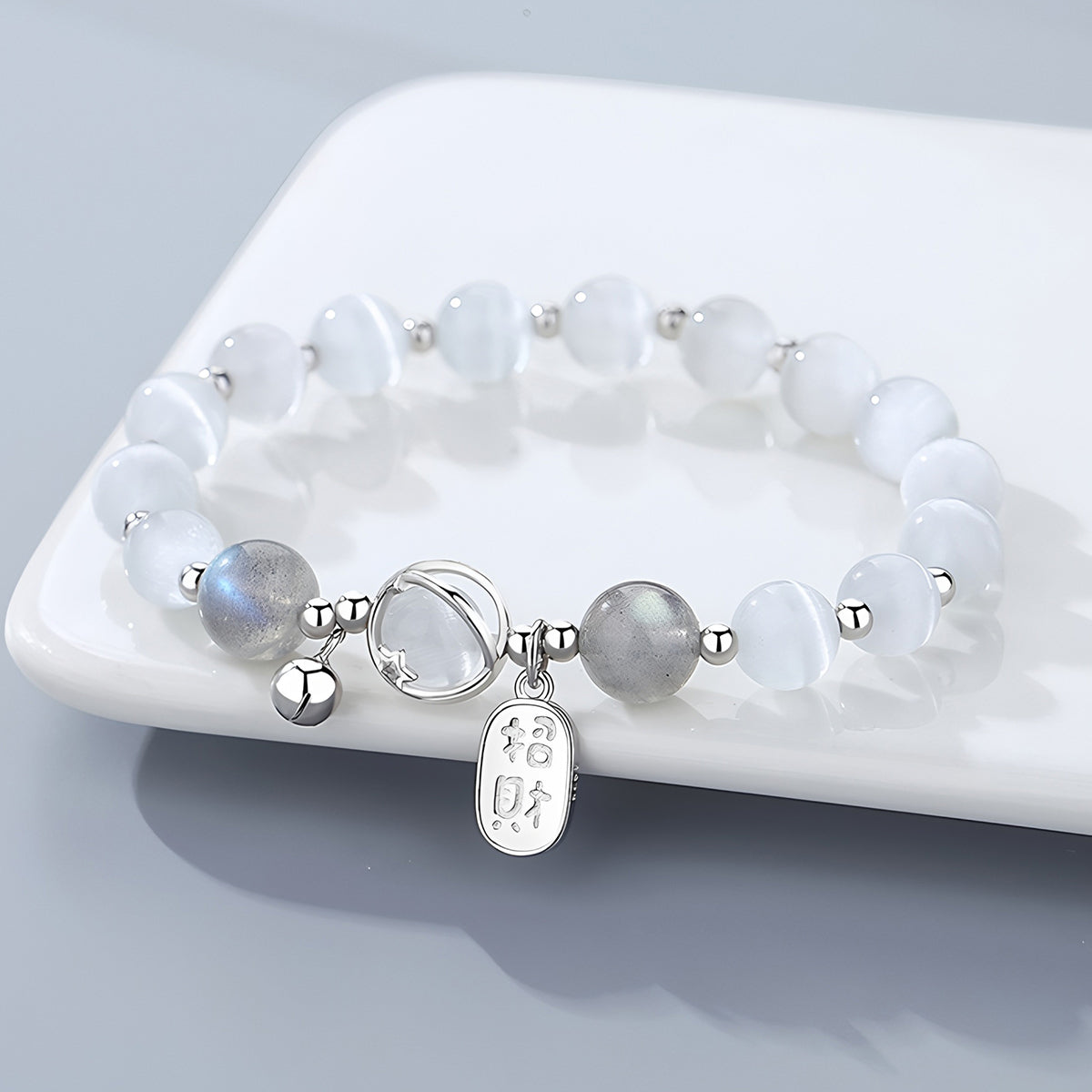 925 silver women's blessing bracelet£¨Bead width 8mm£©