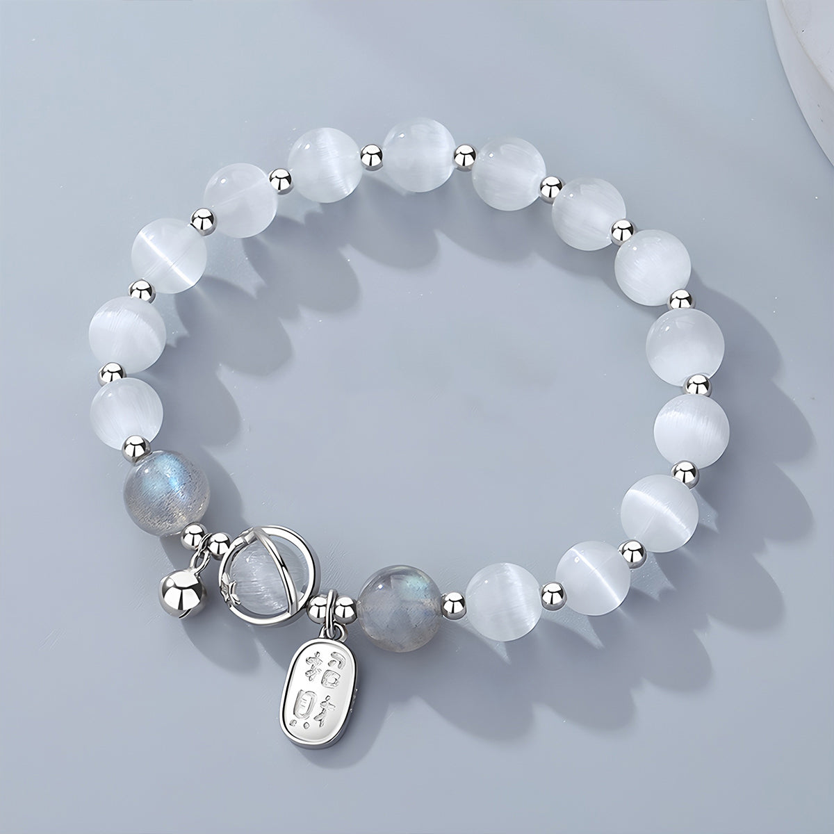 925 silver women's blessing bracelet£¨Bead width 8mm£©