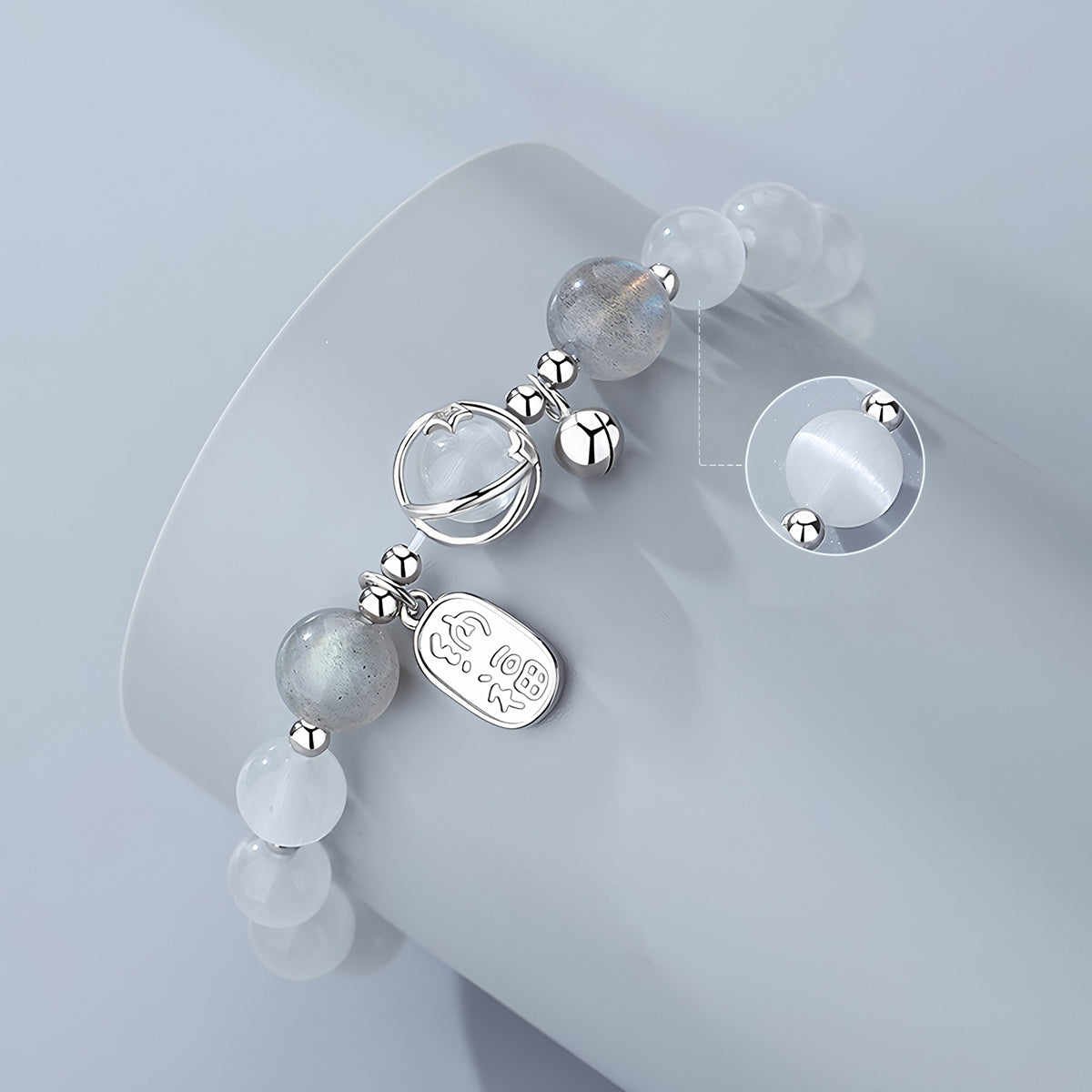 925 silver women's blessing bracelet£¨Bead width 8mm£©