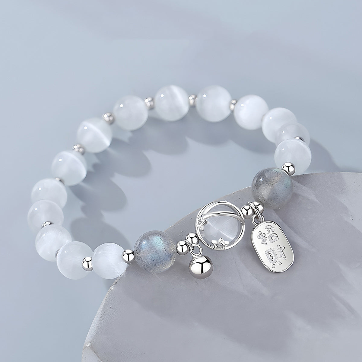 925 silver women's blessing bracelet£¨Bead width 8mm£©