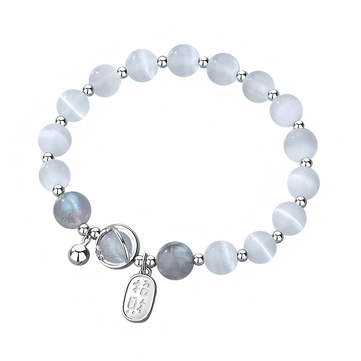 925 silver women's blessing bracelet£¨Bead width 8mm£©