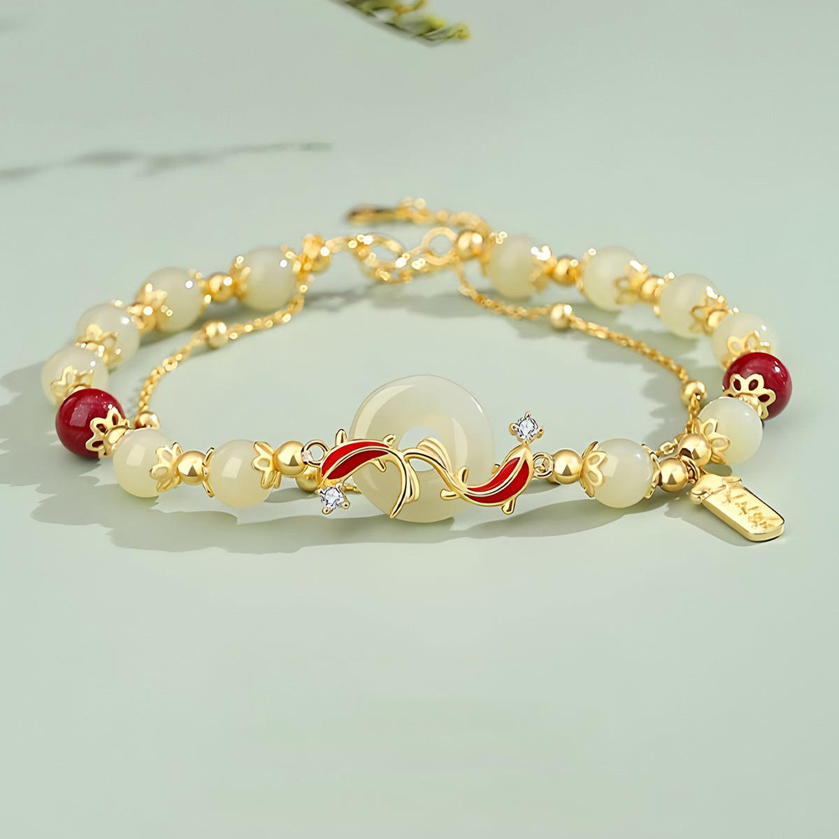 S925 silver natural Hetian jade koi versatile bracelet
