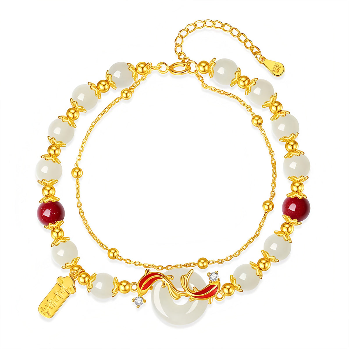 S925 silver natural Hetian jade koi versatile bracelet
